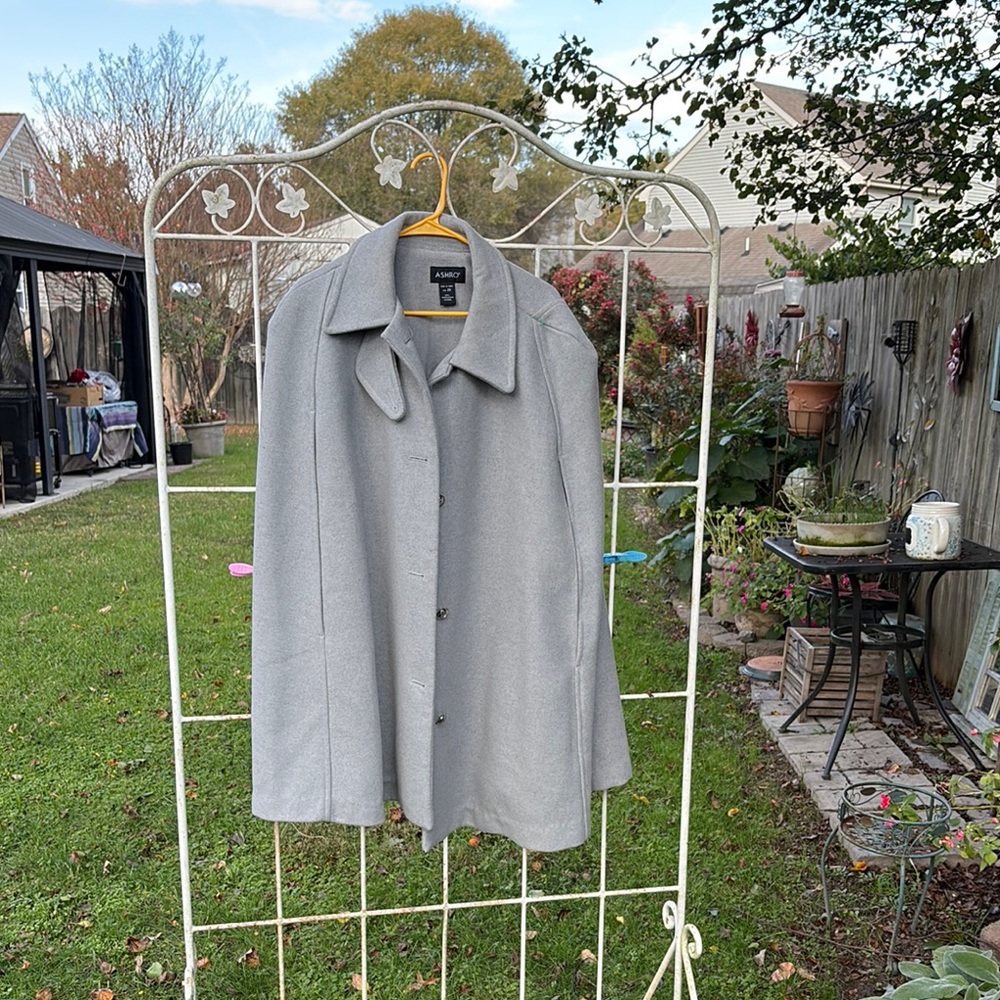 Ashro Light Gray Wool-Blend Cape coat